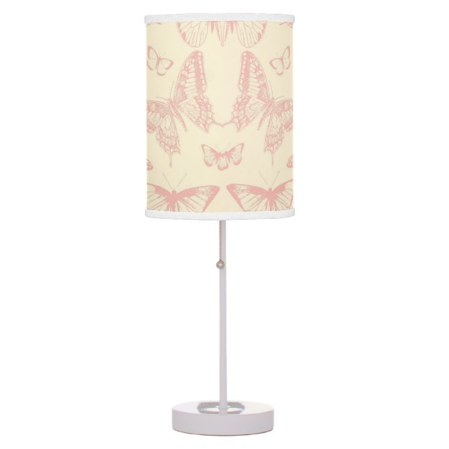 Vintage pink butterflies table lamp (Front)