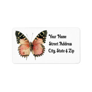 Vintage Pink Butterfly Return Address Label