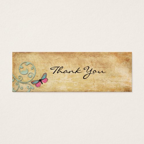 Vintage Pink Butterfly Thank You Note Business Card Template
