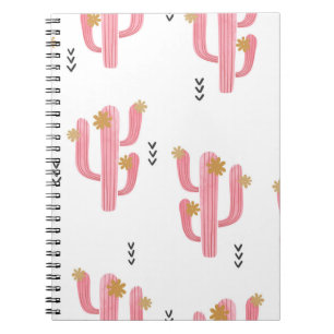 Vintage Pink Cactus Watercolor Pattern Notebook
