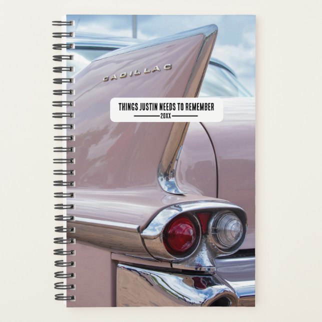 Vintage Pink Cadillac Car Guy Planner (Front)