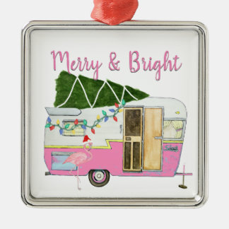Vintage Pink Camping Trailer Christmas Ornament