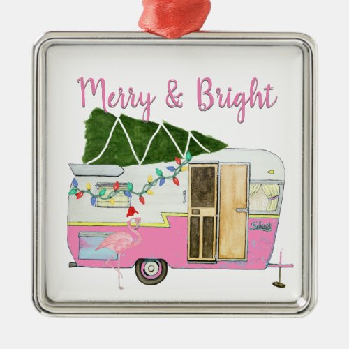 Vintage Pink Camping Trailer Christmas Ornament