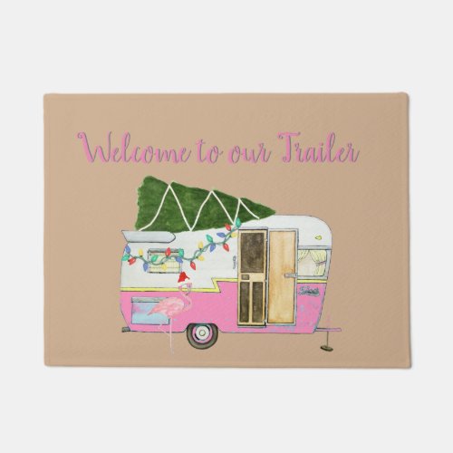 Vintage Pink Camping Trailer Doormat