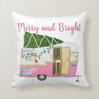 Vintage Pink Camping Trailer Pillow