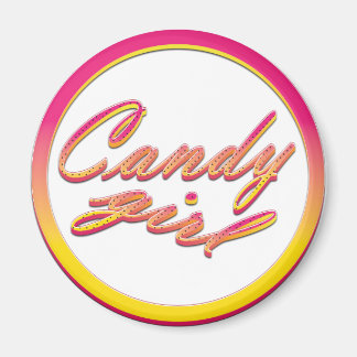 Vintage pink candy girl magnet with dots