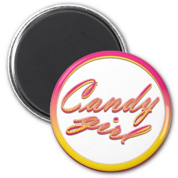 Vintage Pink Candy Girl Magnet With Dots by antico at Zazzle