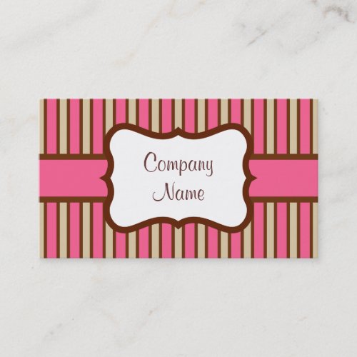 Vintage Pink Candy Stripes Business Card