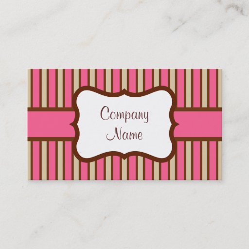 Customizable Vintage Pink Candy Stripes Business Card