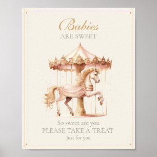 Vintage Pink Carousel Horse Babies are Sweet Poster