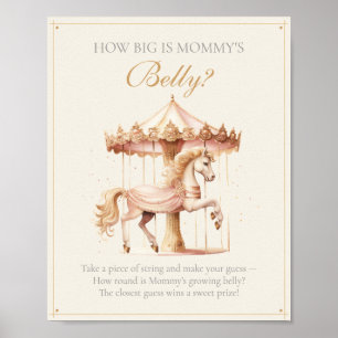 Vintage Pink Carousel Horse How Big is Mom’s Belly Poster
