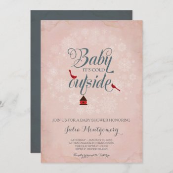 Vintage Pink Charming Baby Girl Shower Winter Invi Invitation by VGInvites at Zazzle