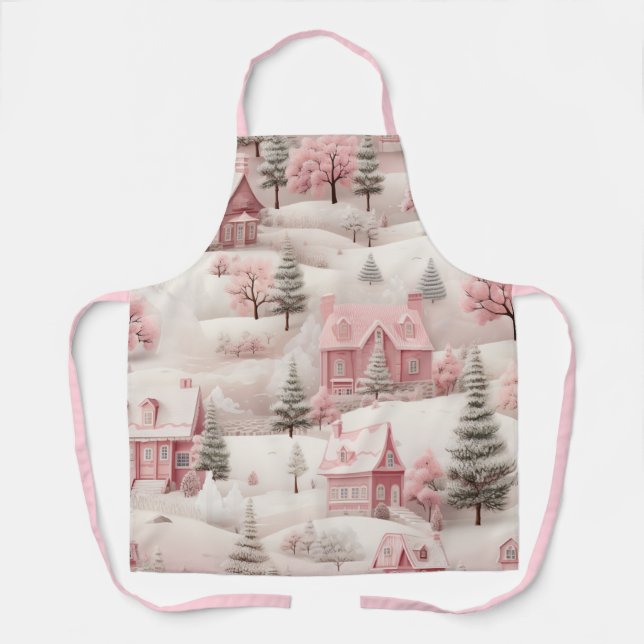 Vintage Pink Christmas  Apron (Front)
