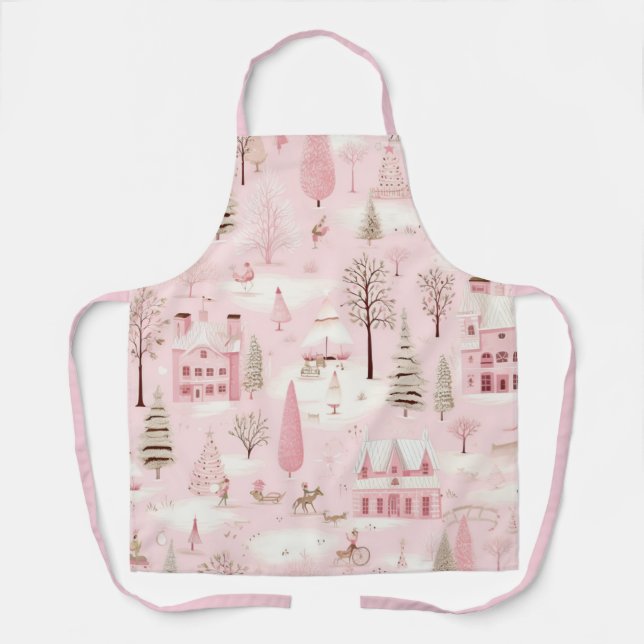 Vintage Pink Christmas  Apron (Front)