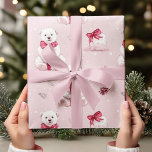 Vintage Pink Christmas Bear with Red Bow Wrapping Paper<br><div class="desc">Add a touch of adorable charm to your holiday gifts with this Vintage Pink Christmas Wrapping Paper. Featuring a cute, realistic bear adorned with a red bow on a soft pink background, this minimalist design brings a sweet and nostalgic feel to your presents. Perfect for those who love a balance...</div>