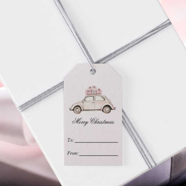 Vintage Pink Christmas Car Gift Tags (Creator Uploaded)