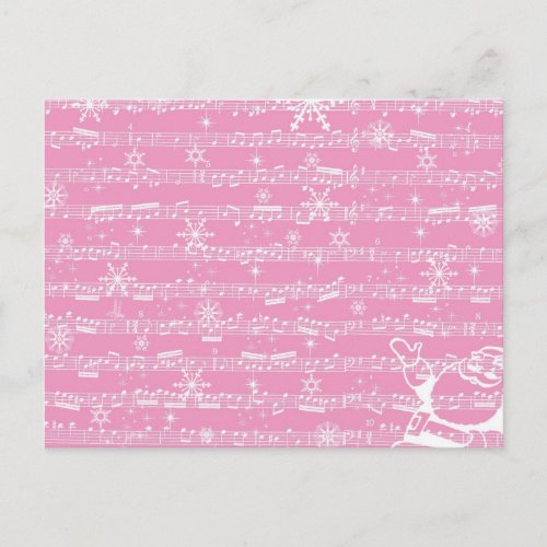 Vintage Pink Christmas Musical Sheet Holiday Postcard