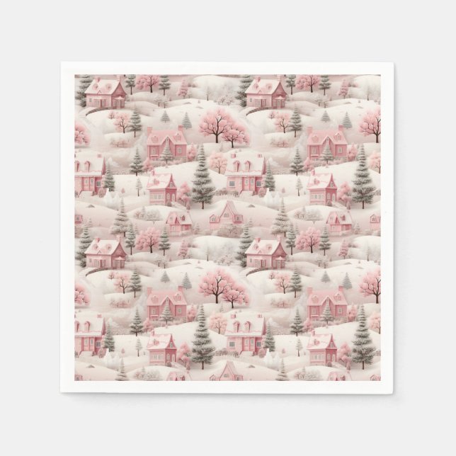 Vintage Pink Christmas  Napkins (Front)