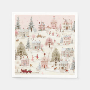 Vintage Pink Christmas Napkins