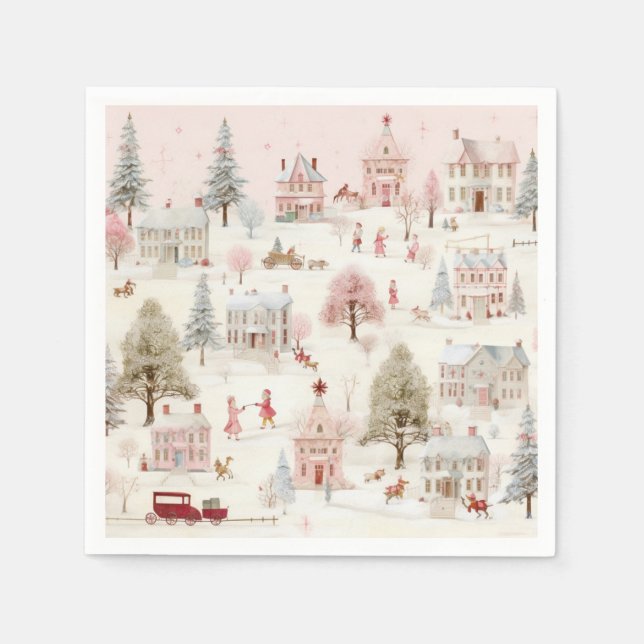 Vintage Pink Christmas  Napkins (Front)