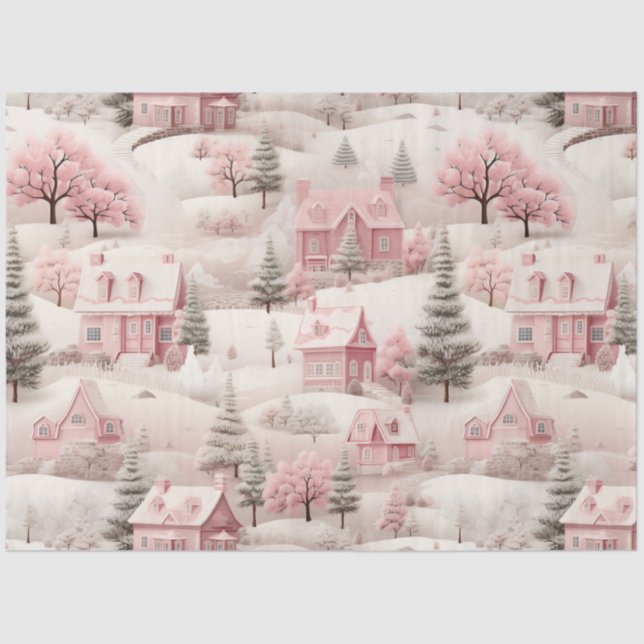 Vintage Pink Christmas  Tissue Paper (Front)