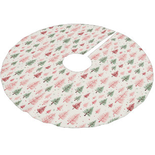 Vintage Pink Christmas Tree Brushed Polyester Tree Skirt