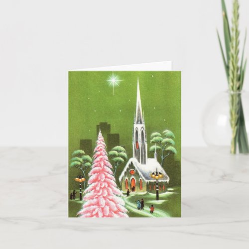Vintage Pink Christmas Tree Card