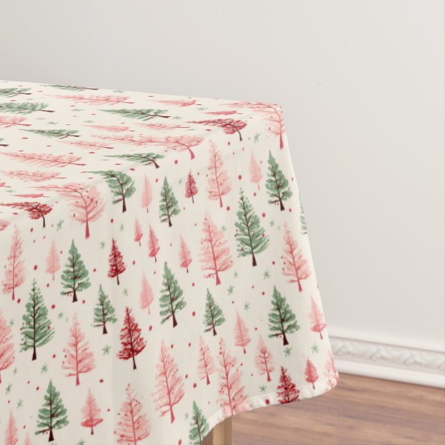 Vintage Pink Christmas Tree  Tablecloth (In Situ)