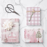 Vintage Pink Christmas  Wrapping Paper Sheets<br><div class="desc">Beautiful watercolour vintage Christmas pattern is shades of pink and green mix . Trendy pink Christmas gift wrapping paper.</div>