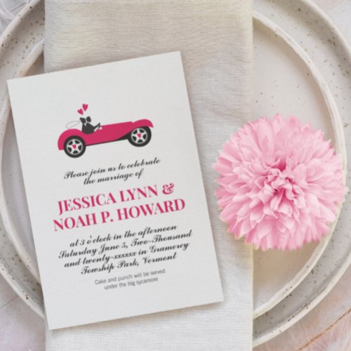 Vintage Pink Classic Car Cottagecore Invitation