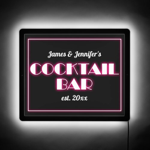 Vintage Pink Cocktail Bar LED Sign