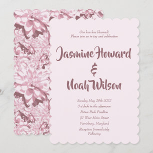 Vintage Pink Dahlia Floral Wedding Invitations