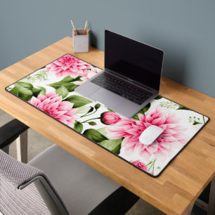 vintage Pink Dahlias Floral Pattern  Desk Mat