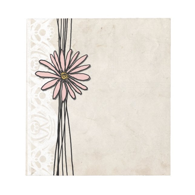 Vintage Pink Daisy Notepad (Front)