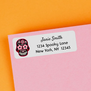 Vintage Pink Day of Dead Dia Muertos Skull Label
