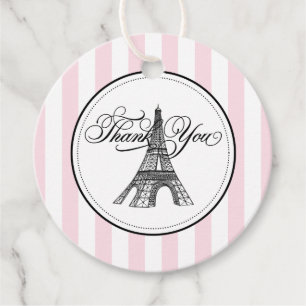 Vintage Pink Eiffel Tower Paris Bridal Shower Favor Tags