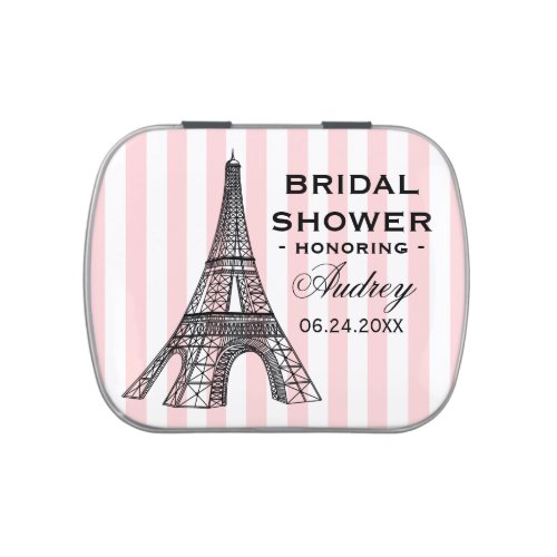 Vintage Pink Eiffel Tower Paris Bridal Shower Jelly Belly Candy Tin