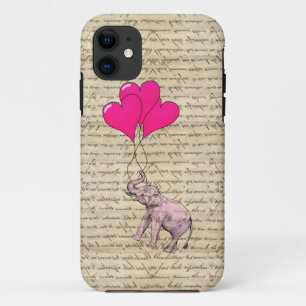 Vintage pink elephant & balloons iPhone 11 case