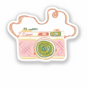 Vintage Pink Film Camera Sticker