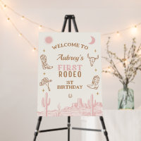 Vintage Pink First Rodeo 1st Birthday Welcome