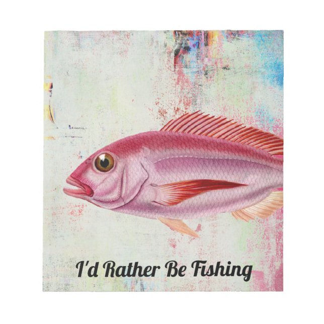 Vintage Pink Fish Grunge Look Notepad (Front)