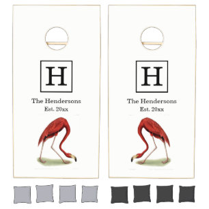 Vintage Pink Flamingo #1 Cornhole Set