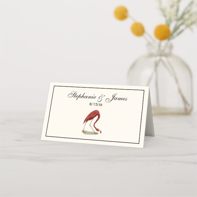 Vintage Pink Flamingo #1 Place Card (Front)