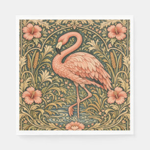 Vintage Pink Flamingo art nouveau design Napkins