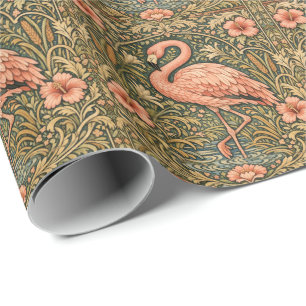 Vintage Pink Flamingo art nouveau design Wrapping Paper