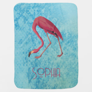 Vintage Pink Flamingo Baby Blanket