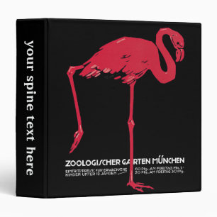 Vintage Pink Flamingo Bird at Germany Munich Zoo 3 Ring Binder