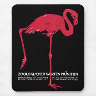 Vintage Pink Flamingo Bird at Germany Munich Zoo Mouse Pad
