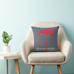 Vintage Pink Flamingo Bird at Germany Munich Zoo Throw Pillow
