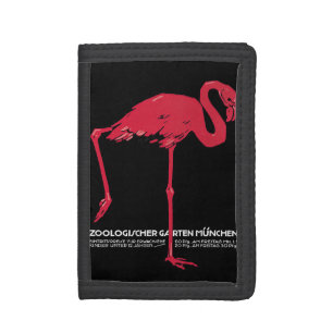 Vintage Pink Flamingo Bird at Germany Munich Zoo Trifold Wallet